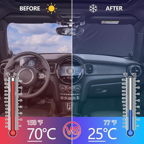 الزجاج الأمامي Sunshade for Mini Cooper 2015-2024 Hardtop 4 Door Front Window Sun Shown قابلة للطي عاكس شمس Bosit in Kuwait