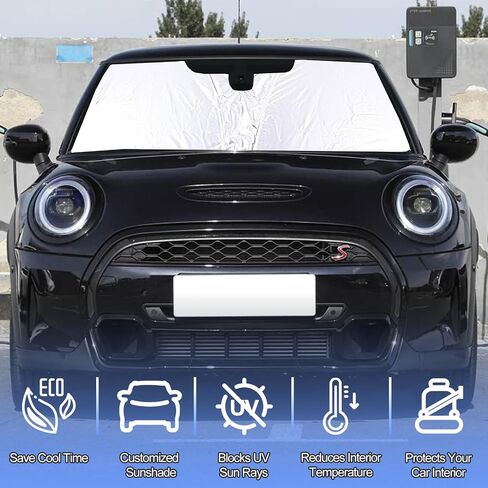 الزجاج الأمامي Sunshade for Mini Cooper 2015-2024 Hardtop 4 Door Front Window Sun Shown قابلة للطي عاكس شمس Bosit in Kuwait