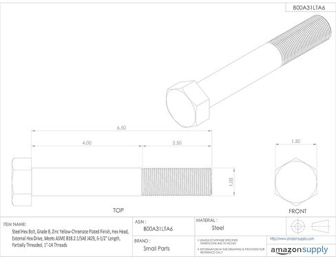 Steel Hex Bolt, Grade 8, Zinc Yellow-Chromate Plated Finish, Hex Head, External Hex Drive, Meets ASME B18.2.1/SAE J429, 2-1/2" Length, Partially Threaded, 1/2"-13 Threads (Pack of 10) in Saudi Arabia