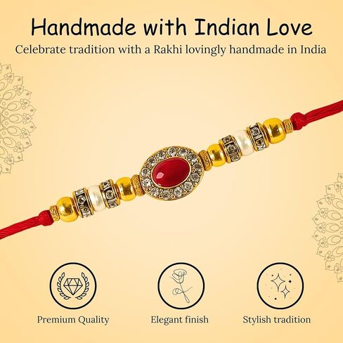 Handmade Rakhi for Brother – Traditional Indian Rakhi for Brother with Elegant Design – Unique Gift for Rakshabandhan Festival – Celebrate Bond of Love with Best Rakhi in Saudi Arabia