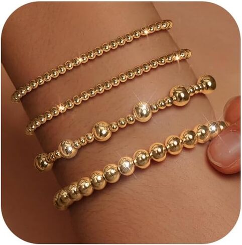 أساور Imbos الذهبية للنساء 14K مطلي بالذهب مقاطع سوار سوار ستراند Bead Ball Ball Stack مجموعة مجموعة مجوهرات سلسلة مكتنزة عصرية للتعديل للهدايا للسيدات الهدايا in Kuwait