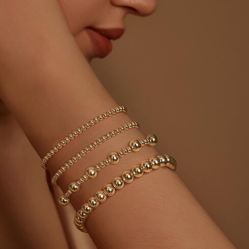 أساور Imbos الذهبية للنساء 14K مطلي بالذهب مقاطع سوار سوار ستراند Bead Ball Ball Stack مجموعة مجموعة مجوهرات سلسلة مكتنزة عصرية للتعديل للهدايا للسيدات الهدايا in Kuwait