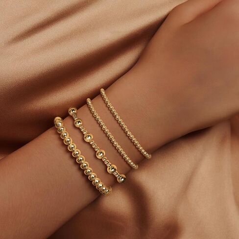 أساور Imbos الذهبية للنساء 14K مطلي بالذهب مقاطع سوار سوار ستراند Bead Ball Ball Stack مجموعة مجموعة مجوهرات سلسلة مكتنزة عصرية للتعديل للهدايا للسيدات الهدايا in Kuwait