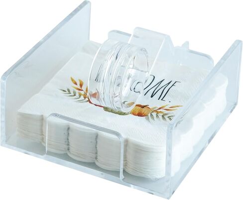 Acrylic Cocktail Napkin Holder for table, Clear Beverage Napkin Holder with weighted arm,Ideal for kitchen, restaurants, parties, hotels, cafes, and bars,Indoor and Outdoor,Clear（5x5） in Saudi Arabia