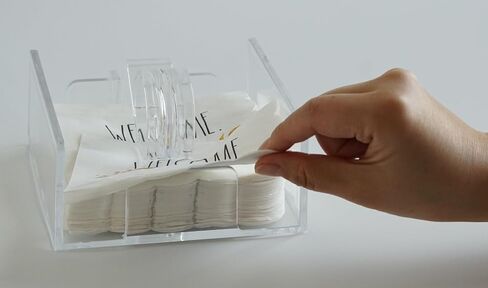 Acrylic Cocktail Napkin Holder for table, Clear Beverage Napkin Holder with weighted arm,Ideal for kitchen, restaurants, parties, hotels, cafes, and bars,Indoor and Outdoor,Clear（5x5） in Saudi Arabia