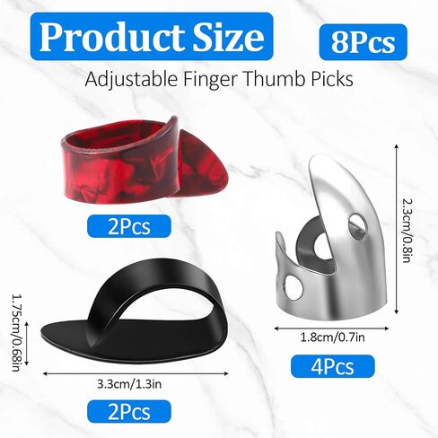 8pcs اختيارات أصابع البانجو ، اختيارات إصبع الغيتار القابلة للتعديل ، وسبائك الزنك وأصابع القيمة المطلقة لممارسة اليومية أو العديد من آلات السلسلة بما في ذلك الغيتار الصوتي ، والباس ، والأحمر ، والأسود ، والفضي in Saudi Arabia
