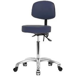 Thomas VMBST-CR-T1-NF-CC-c8540 Medium Bench Height Stool with Back and Chrome Base, with Tilt, No Foot Ring, Chrome Caster, Black in Kuwait