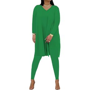 HBQ Womens 2 Piece Outfits Tracksuits Long Sleeve Tunic Tops Bodycon High Waist Leggings Pants in Saudi Arabia