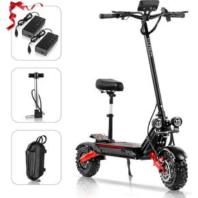Electric Scooter with Seat for Adults, 60V 6000W Electric Scooters Adult 52mph with 1440WH Battery, Up to 50Miles Long Range, Dual Motor 11" Tubeless Off-Road Folding E-Scooter for Adults in Saudi Arabia