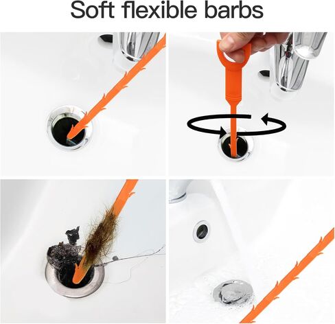63 Inch Long Stainless Steel Drain Clog Remover (1pcs), 25 inch Drain Snake Hair Remover (6pcs) ＆23.6 inch Cleaning Brush (2pcs) Tool Set for Toilet, Kitchen Sink, Bathroom Tub, Sewer, 9, Pieces Set in Saudi Arabia