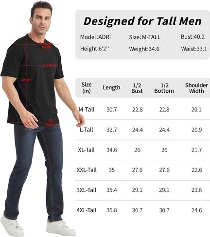 Idtswch Mens Tall Heavyweight T-Shirt Short Sleeve Shirt Chest Pocket & Reinforced Ribbed Collar Work Basic Tee in Kuwait