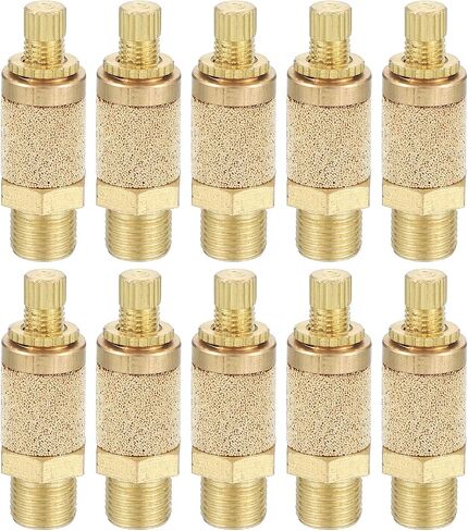 PATIKIL Air Pneumatic Mufflers, 10 Pack Top Adjustable Air Flow Speed Controller G1/8 Male Thread Sintered Bronze Exhaust Muffler for Compressor Cylinders Valves in Saudi Arabia