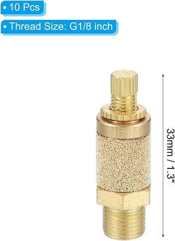 PATIKIL Air Pneumatic Mufflers, 10 Pack Top Adjustable Air Flow Speed Controller G1/8 Male Thread Sintered Bronze Exhaust Muffler for Compressor Cylinders Valves in Saudi Arabia