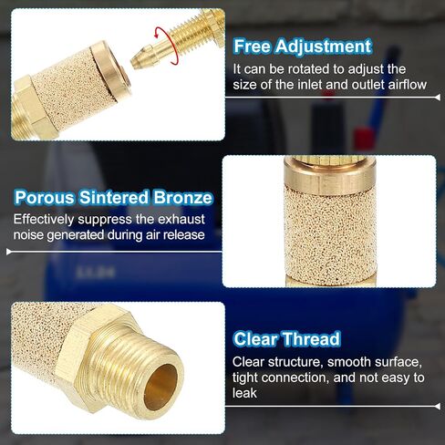 PATIKIL Air Pneumatic Mufflers, 10 Pack Top Adjustable Air Flow Speed Controller G1/8 Male Thread Sintered Bronze Exhaust Muffler for Compressor Cylinders Valves in Saudi Arabia