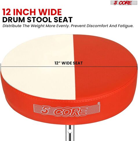 5 CORE Drum Throne 3 Inch Thick Padded Comfortable Guitar Stool Double Braced Drummer Chair Height Adjustable Musician Seat for Adults and Kids Red - DS CH RED in Saudi Arabia