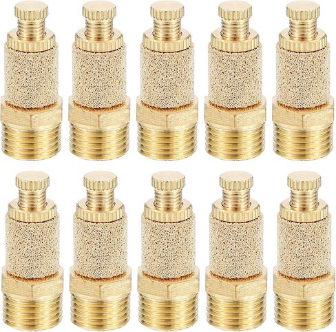 PATIKIL Air Pneumatic Mufflers, 10 Pack Top Adjustable Air Flow Speed Controller G1/8 Male Thread Sintered Bronze Exhaust Muffler for Compressor Cylinders Valves in Kuwait