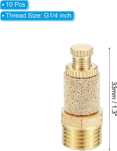 PATIKIL Air Pneumatic Mufflers, 10 Pack Top Adjustable Air Flow Speed Controller G1/8 Male Thread Sintered Bronze Exhaust Muffler for Compressor Cylinders Valves in Kuwait