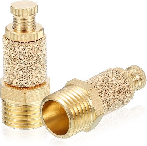 PATIKIL Air Pneumatic Mufflers, 10 Pack Top Adjustable Air Flow Speed Controller G1/8 Male Thread Sintered Bronze Exhaust Muffler for Compressor Cylinders Valves in Kuwait