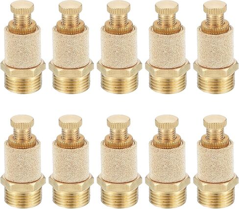 PATIKIL Air Pneumatic Mufflers, 10 Pack Top Adjustable Air Flow Speed Controller G1/8 Male Thread Sintered Bronze Exhaust Muffler for Compressor Cylinders Valves in Kuwait