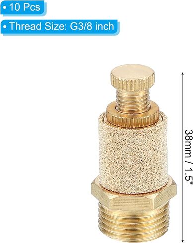 PATIKIL Air Pneumatic Mufflers, 10 Pack Top Adjustable Air Flow Speed Controller G1/8 Male Thread Sintered Bronze Exhaust Muffler for Compressor Cylinders Valves in Kuwait