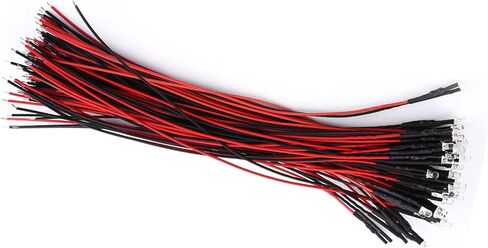 50pcs Pre Wired DC 9 to 12V 3 5 10mm Water Clear LED Diodes White Red Blue Green Light, Energy Saving Low Power Consumption, with 30° Beam Angle, for DIY Projects (Red Light) in Saudi Arabia