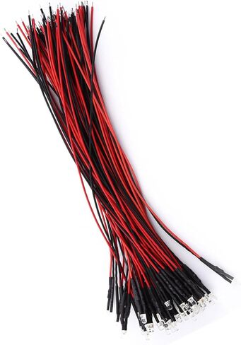 50pcs Pre Wired DC 9 to 12V 3 5 10mm Water Clear LED Diodes White Red Blue Green Light, Energy Saving Low Power Consumption, with 30° Beam Angle, for DIY Projects (Red Light) in Saudi Arabia