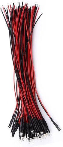 50pcs Pre Wired DC 9 to 12V 3 5 10mm Water Clear LED Diodes White Red Blue Green Light, Energy Saving Low Power Consumption, with 30° Beam Angle, for DIY Projects (Red Light) in Saudi Arabia