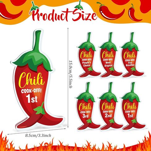 Cinrobiye 6 PCS Chili Cook Off Chili Champ Trophy 1st 3rd Place ، Fire Reather ، Choice's Choice ، معظم جوائز مسابقة Cookoff الأصلية ، الفلفل in Saudi Arabia