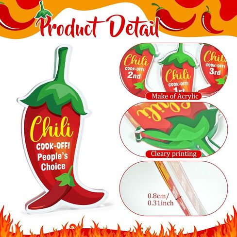 Cinrobiye 6 PCS Chili Cook Off Chili Champ Trophy 1st 3rd Place ، Fire Reather ، Choice's Choice ، معظم جوائز مسابقة Cookoff الأصلية ، الفلفل in Saudi Arabia