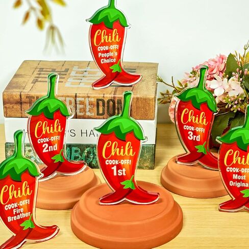 Cinrobiye 6 PCS Chili Cook Off Chili Champ Trophy 1st 3rd Place ، Fire Reather ، Choice's Choice ، معظم جوائز مسابقة Cookoff الأصلية ، الفلفل in Saudi Arabia