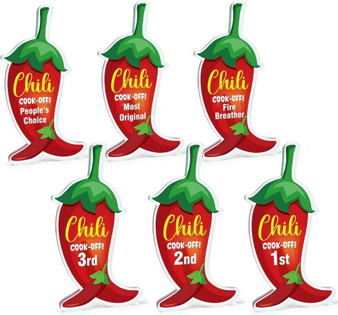 Cinrobiye 6 PCS Chili Cook Off Chili Champ Trophy 1st 3rd Place ، Fire Reather ، Choice's Choice ، معظم جوائز مسابقة Cookoff الأصلية ، الفلفل in Saudi Arabia
