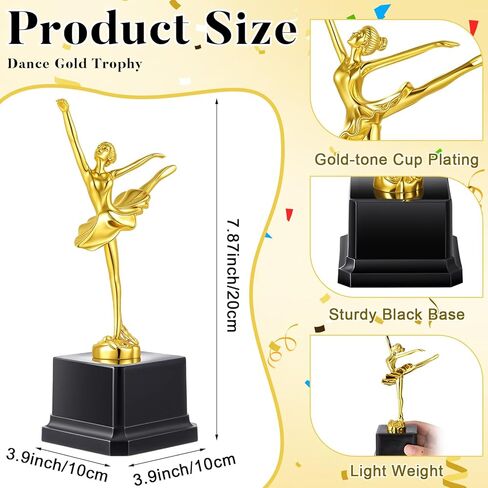 Quelay 4 PCS 7.9 بوصة رقص الباليه تروفي جوائز Gold Plastic Trophies بشكل كبير للتعرف على الموظفين ، والجوائز المدرسية ، والهدايا التحفيزية ، والاحتفال بالإنجازات المتميزة والمسابقات in Saudi Arabia