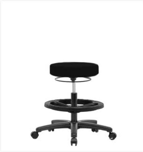 Thomas VMBSO-RG-BF-RG-c8540 Medium Bench Height Stool with Black Nylon Base, Black Foot Ring, Glide, Vinyl, Black in Saudi Arabia