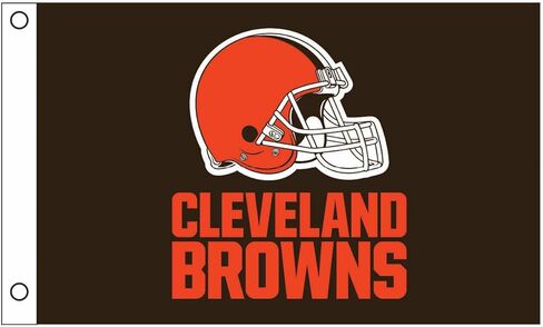 اتحاد كرة القدم الأميركي كليفلاند براونز 3 'x 5' علامة متينة في الهواء الطلق مع الحلقات | العلم الثقيل واللافتة لفناء الحديقة في الهواء الطلق | العلم ديكور الجدار الداخلي للغرفة | يعمل مع أعمدة العلم للمنزل الخارجي in Kuwait