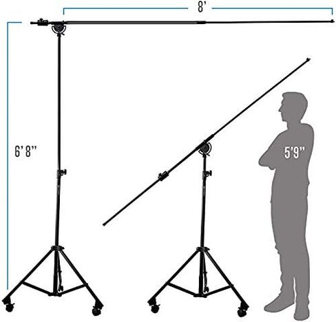 AxcessAbles AXCMB-T Heavy Duty Microphone Boom Stand with Weighted Tripod Base | 80.5-inch Height Overhead Mic Stand | 65.5-Inch Boom Arm Stand | Shotgun Video Mic Stand | All Metal Construction in Saudi Arabia