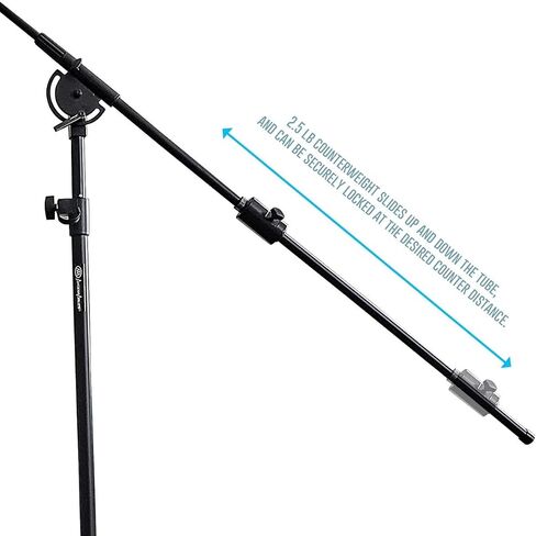 AxcessAbles AXCMB-T Heavy Duty Microphone Boom Stand with Weighted Tripod Base | 80.5-inch Height Overhead Mic Stand | 65.5-Inch Boom Arm Stand | Shotgun Video Mic Stand | All Metal Construction in Saudi Arabia