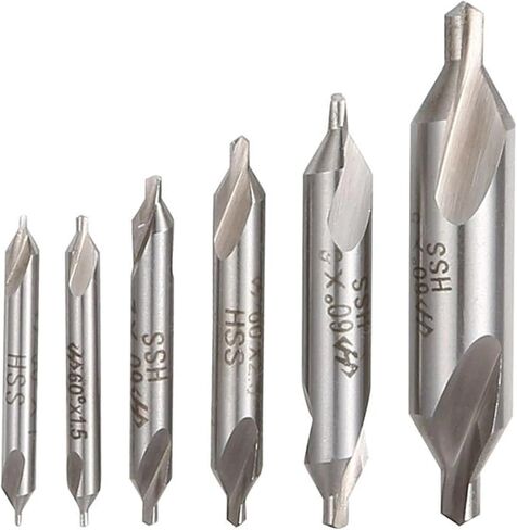 Center Drill Bits Set 60-Degree Angle Center Drill Bits Kit Countersink Tools 1/1.5/2/2.5/3.5/5 6Pcs(Yellow) in Saudi Arabia