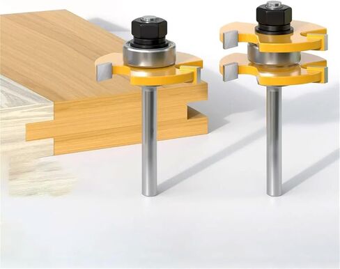 Tongue and Groove Router Bit Set 3 Teeth T Shape 2Pcs(6MM Shank) in Saudi Arabia