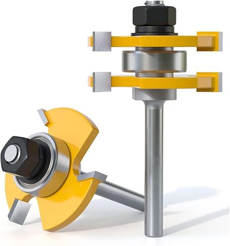 Tongue and Groove Router Bit Set 3 Teeth T Shape 2Pcs(6MM Shank) in Saudi Arabia