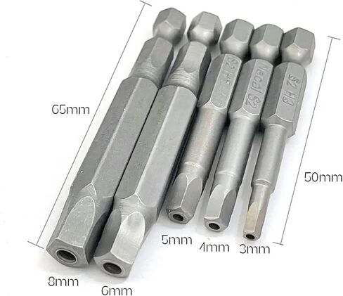 50/65mm Pentagonal Screwdriver Bits Magnetic S2 5 Point Screwdriver 1/4 Inch Hex Shank 3 4 5 6 8mm 5Pcs in Saudi Arabia