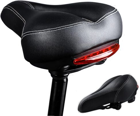 Oversized Comfort Bike Seat,Universal Replacement Bicycle Saddle with taillight, High Density Memory Foam Soft Large Padded Shock Absorbing Waterproof Breathable for MTB, Road Bike,Folding Bike in Saudi Arabia