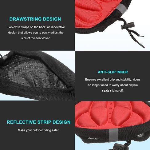 HARFINGTON Bike Seat Cover Bicycle Saddle Cushion with Drawstring Large Comfortable Gel Padded Oversized Paddle for Men Women in Saudi Arabia