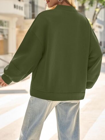 Fisoew Womens Full Zip Up Sweatshirt Jackets Casual Fleece Long Sleeve Loose Warm Bomber Jacket Coats Fall Outfits in Saudi Arabia