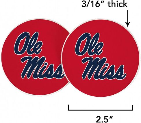 إكسسوارات سيارات Missispi University University في Mississippi Ole Miss Rebels Custer Custer Coasters المرخصة من 2 (تصميم A) in Saudi Arabia