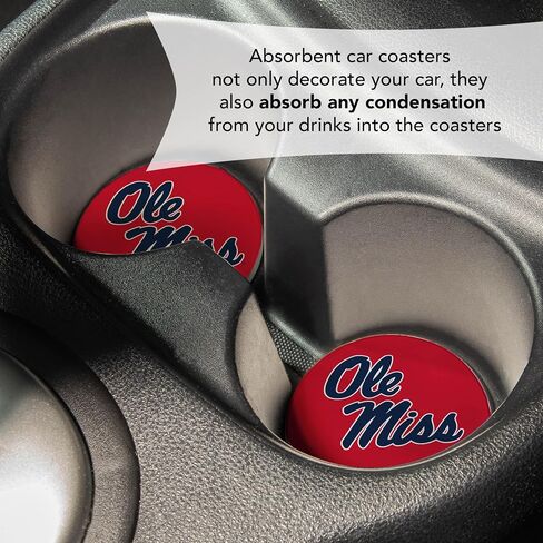 إكسسوارات سيارات Missispi University University في Mississippi Ole Miss Rebels Custer Custer Coasters المرخصة من 2 (تصميم A) in Saudi Arabia