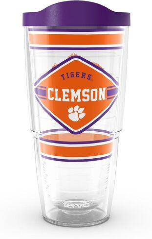 Tervis Clemson Tigers - أول سلسلة مصنوعة في الولايات المتحدة الأمريكية كوب سفر معزول مع عزل معزول يحافظ على المشروبات الباردة والساخنة ، 24 أوقية ، كلاسيكية in Saudi Arabia