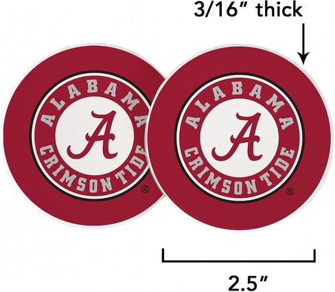 Desert Cactus The University of Alabama Car Accessories UA Crimson Tide Absorbent Sandstone Cup Coasters Licensed Product Set of 2 (Design A) in Saudi Arabia