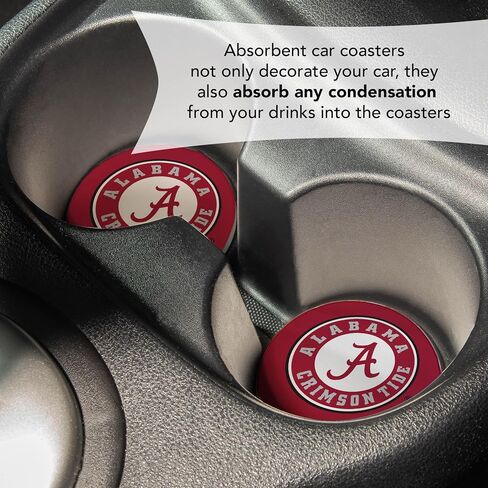 Desert Cactus The University of Alabama Car Accessories UA Crimson Tide Absorbent Sandstone Cup Coasters Licensed Product Set of 2 (Design A) in Saudi Arabia