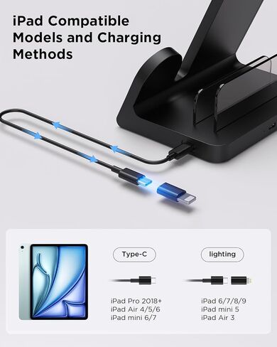 الشاحن اللاسلكي Mag-Safe for iPhone: 3-in-1 محطة شحن للأجهزة المتعددة Apple-18W شحن Stand for iPhone 16 15 14 12 Pro Max بالإضافة إلى Apple Watch iPad Airpods 3/Pro 2nd in Saudi Arabia