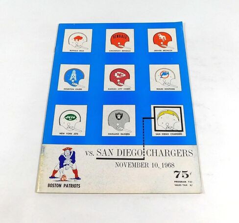 1968 San Diego Chargers at Boston Patriots AFL Football Program 11-10-68 - NFL Programs in Saudi Arabia